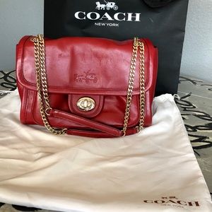 Coach Large Red Ranger Flap Bag multi length strap